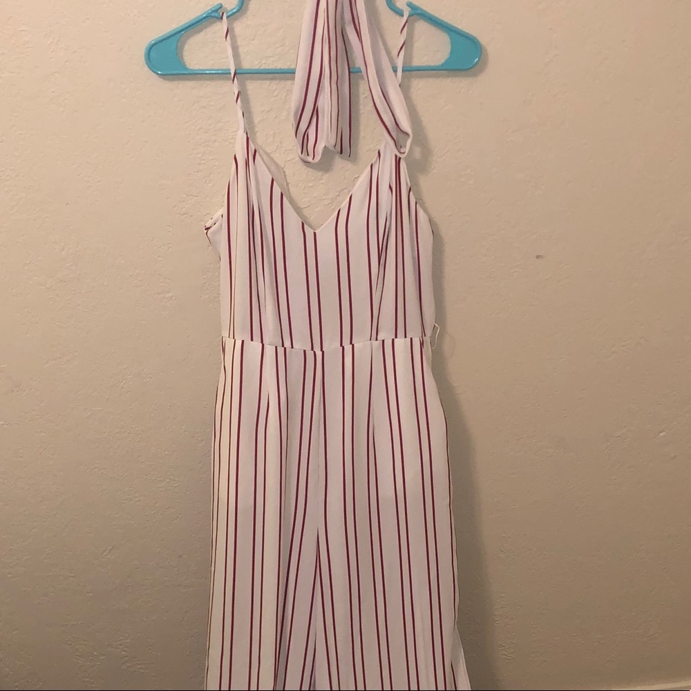 Red and white striped jumpsuit